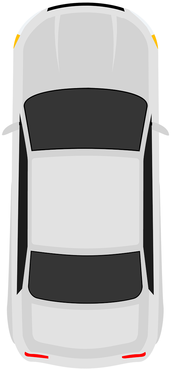 Car diagram showing glass locations